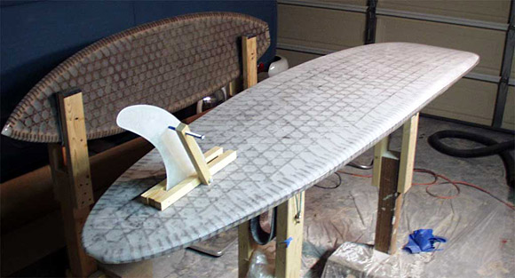 Cardboard surfboard glassed
