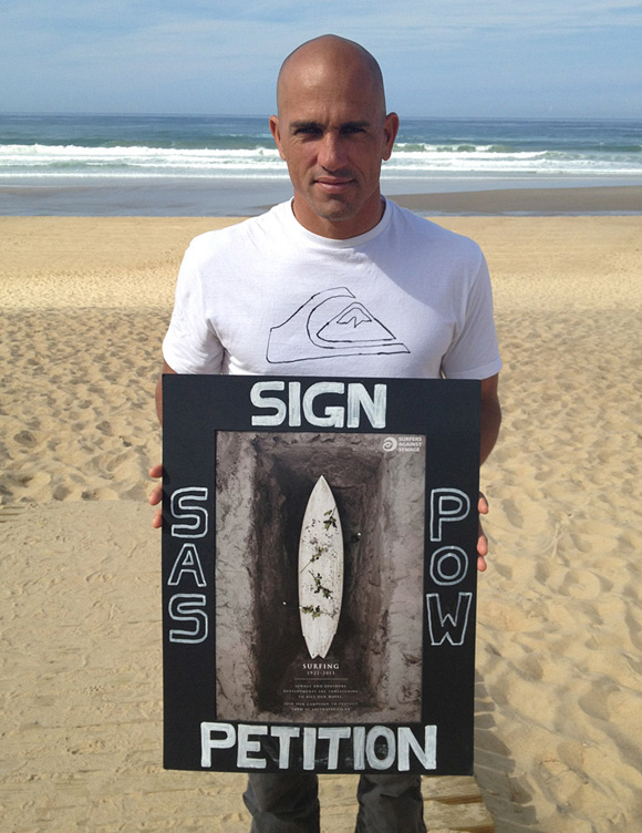Kelly Slater supporting the Protect Our Waves Petition